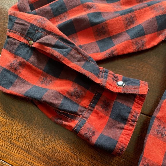 Vintage Red Brand Western Style Pearl Button Up Long Sleeved Shirt Medium - Picture 6 of 13